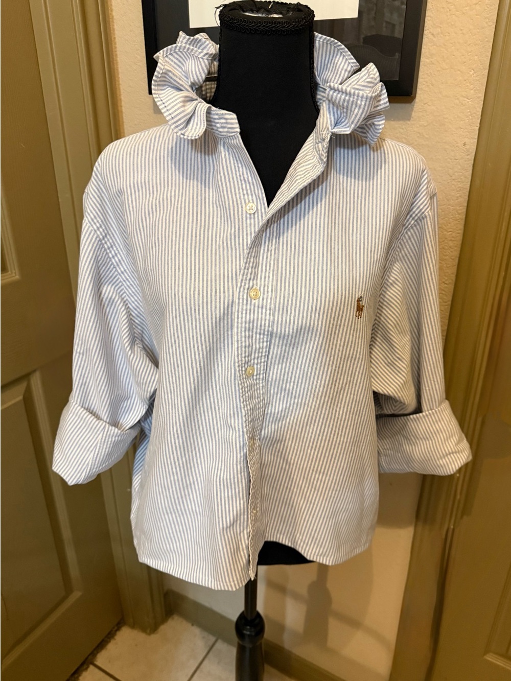 Upcycle Ralph Lauren Light Blue & White Pinstripe Button-Down Shirt
